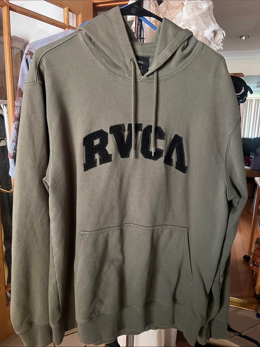 RVCA Olive Green Hoodie with Black Logo